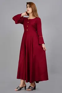 Women Rayon Anarkali Kurta (MAROON)-thumb2