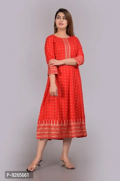 Rayon Full Length Kurti (RED)-thumb3