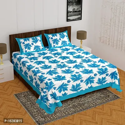 Comfortable Cotton Printed Double Bedsheet with Two Pillow Covers-thumb0