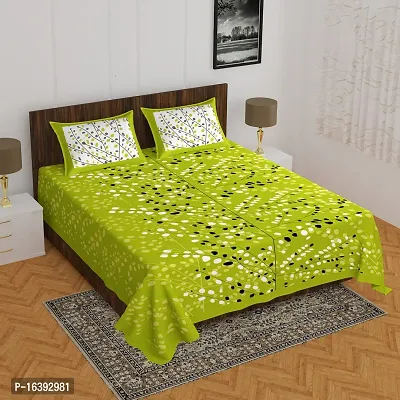 Comfortable Cotton Printed Double Bedsheet with Two Pillow Covers-thumb0