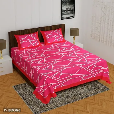 Comfortable Cotton Printed Double Bedsheet with Two Pillow Covers