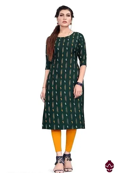 Stylish Crepe Printed Straight Kurtis