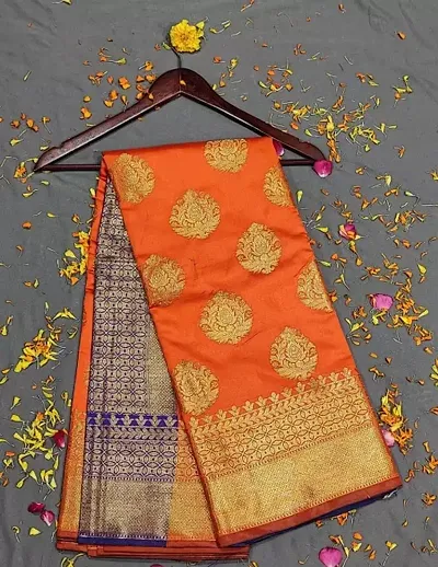 Stylish Kanjeevaram Silk Saree With Blouse Piece For Women