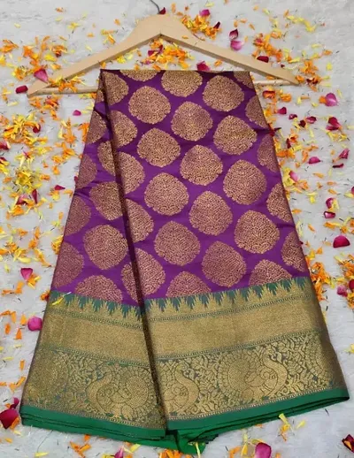 Stylish Kanjeevaram Silk Saree With Blouse Piece For Women