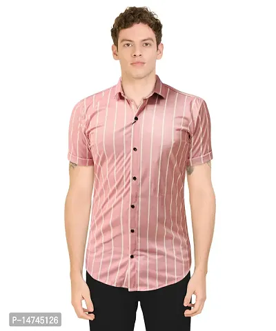 Reliable Pink Rayon Printed Short Sleeves Casual Shirts For Men