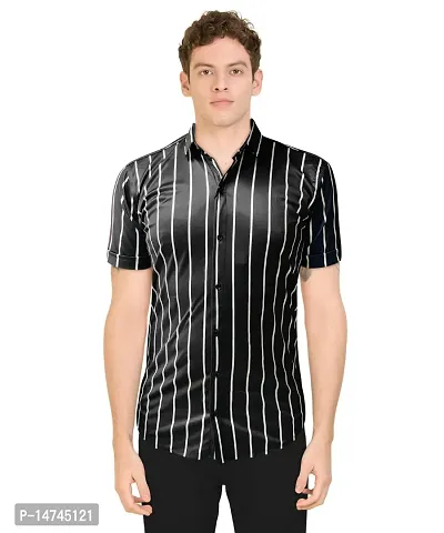 Reliable Black Rayon Printed Short Sleeves Casual Shirts For Men-thumb0