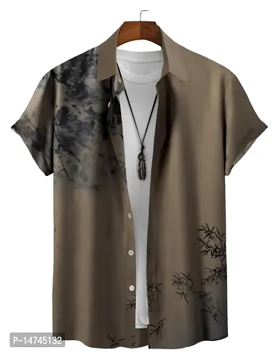Reliable Brown Rayon Printed Short Sleeves Casual Shirts For Men