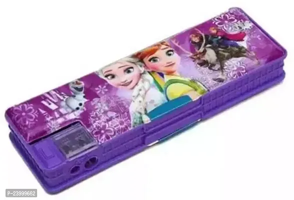 Premium Quality Frozen Style Pencil Box - Geometry Box With Led Light With Inbuilt Sharpener