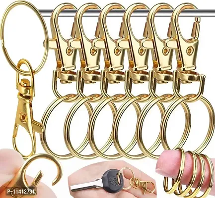 DIY Crafts Alloy Lobster Claw Clasps with Keychain Premium Swivel Lanyard Snap Hook with Key Rings, Metal Hooks Keychain Hooks for Lanyard Key Rings (Pack of 15 Pcs, Lobster+Key Rings)-thumb0