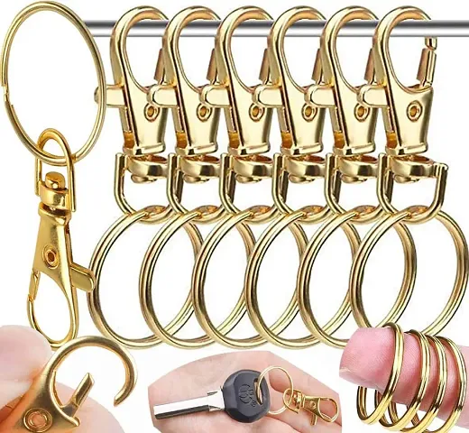 DIY Crafts Alloy Lobster Claw Clasps with Keychain Premium Swivel Lanyard Snap Hook with Key Rings, Metal Hooks Keychain Hooks for Lanyard Key Rings (Pack of 15 Pcs, Lobster+Key Rings)