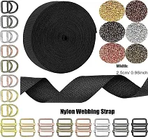 DIY Crafts Supply Side Slide Release Buckles Tri-Glide Slides, Nylon Webbing Straps, Plastick/Metal D Rings Snap Hooks for Luggage Belt Handles Pet Collar Bags . (15 Pcs D Rings, Nickel Silver)-thumb2