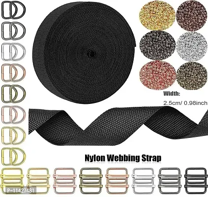 DIY Crafts Supply Side Slide Release Buckles Tri-Glide Slides, Nylon Webbing Straps, Plastick/Metal D Rings Snap Hooks for Luggage Belt Handles Pet Collar Bags . (15 Pcs D Rings, Nickel Silver)-thumb3