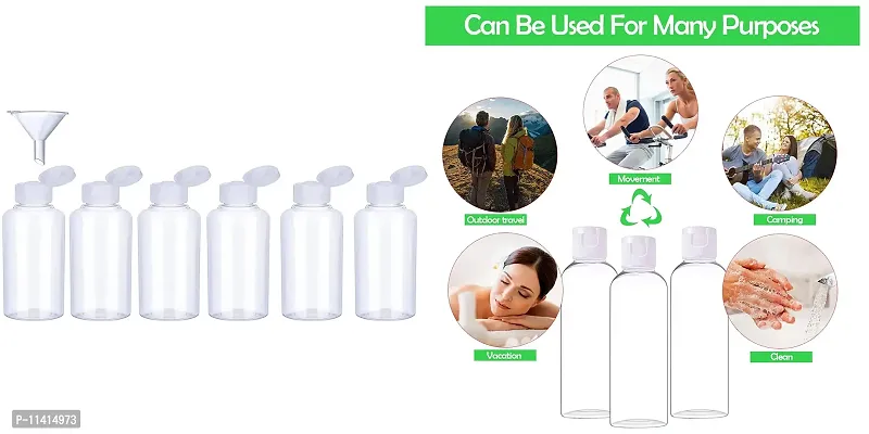 DIY Crafts Plastic Air Flight Travel Bottle Set with Small Funnel (50 ml, Pack of 6) (Design # No 1, Pack Of 6 Pcs)-thumb3