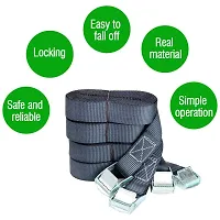 DIY Crafts Tie Down Strap Strong Ratchet Belt Luggage Bag Cargo Lashing with Metal Buckle Tape Rope Tied Pull Luggage Stainless Hook (2mtr, Black+Buckle)-thumb4