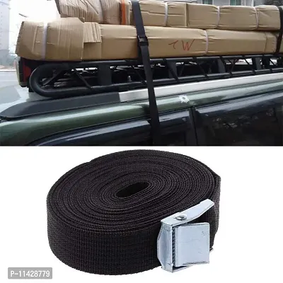 DIY Crafts Tie Down Strap Strong Ratchet Belt Luggage Bag Cargo Lashing with Metal Buckle Tape Rope Tied Pull Luggage Stainless Hook (2mtr, Black+Buckle)-thumb3