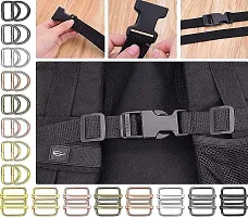 DIY Crafts Only D Rings Only, Side Slide Release Buckle Tri-Glide Slide, Nylon Webbing Strap Plastic/Metal D Rings Snap Hook for Luggage Belt Handle Pet Collar Bag (15 Pcs D Rings, Chrome Silveri)-thumb1