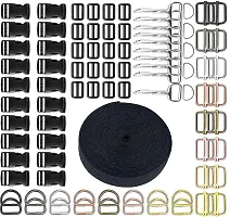 DIY Crafts Swivel Clasp Hook Only, Slide Release Buckle Tri-Glide Slide Nylon Webbing Strap Plastic/Metal D Ring Snap Hook for Luggage Belt Handles Pet Collar Bag (5 Pcs Swivel Clasps, Golden)-thumb3