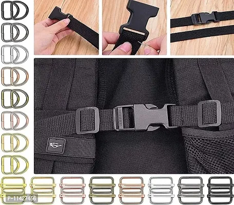 DIY Crafts Slide Buckle Only Release Buckles Tri-Glide Slides, Nylon Webbing Straps, Plastic/Metal D Rings Snap Hooks for Luggage Belt Handles Pet Collar Bag (15 Pcs Slide Buckles, Chrome Silver)-thumb2