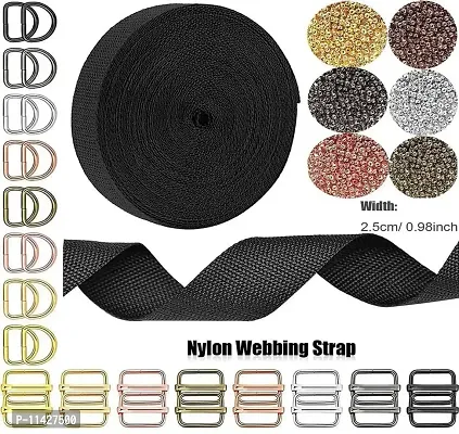 DIY Crafts Only D Rings Only, Side Slide Release Buckle Tri-Glide Slide, Nylon Webbing Strap Plastic/Metal D Rings Snap Hook for Luggage Belt Handle Pet Collar Bag (15 Pcs D Rings, Chrome Silveri)-thumb3