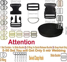 DIY Crafts Slide Buckle Only Release Buckles Tri-Glide Slides, Nylon Webbing Straps, Plastic/Metal D Rings Snap Hooks for Luggage Belt Handles Pet Collar Bag (15 Pcs Slide Buckles, Chrome Silver)-thumb2