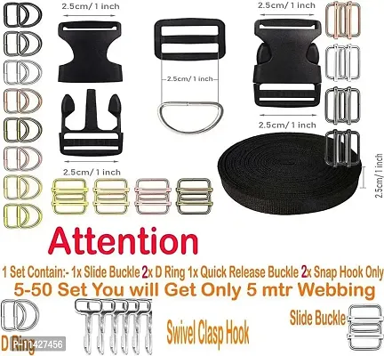 DIY Crafts Slide Buckle Only Release Buckles Tri-Glide Slides, Nylon Webbing Straps, Plastic/Metal D Rings Snap Hooks for Luggage Belt Handles Pet Collar Bag (15 Pcs Slide Buckles, Chrome Silver)-thumb3