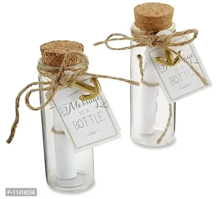 DIY Crafts Message in Bottle Glass Favor Bottle Mini Glass Jars Bottles with Cork Stoppers,Rope (Pack Of 6 Pcs, Combo Offer)