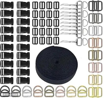 DIY Crafts Slide Buckle Only Release Buckles Tri-Glide Slides, Nylon Webbing Straps, Plastic/Metal D Rings Snap Hooks for Luggage Belt Handles Pet Collar Bag (15 Pcs Slide Buckles, Chrome Silver)-thumb4