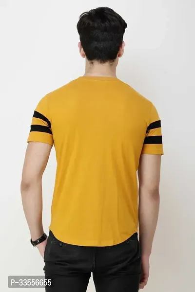 Stylish Yellow Cotton T-shirt For Men-thumb2