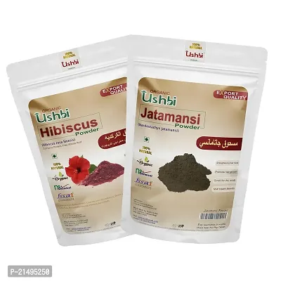 USHBI 100% Pure  Natural Jatamansi Root Powder (100G) And Hibiscus Powder For All Types of Hair Pack | Face Pack (100G)