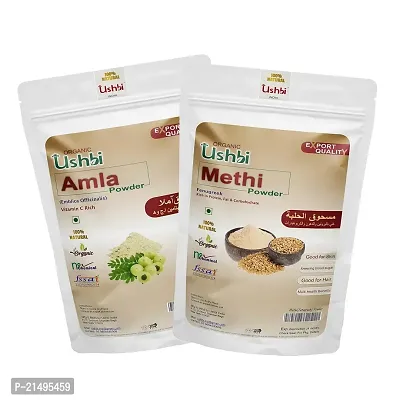 USHBI?Amla + Methi Powder | Combo of 2 |100g each | For Hair Care | damaged hair | moisturizing |hair nourishing|Hair shining | No chemial Only Pure  Natural | 200 Gram