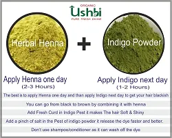 USHBI Combo of Herbal Henna + Indigo Powder |400g Each| All Hair Type | Men  Women| for Sliky, Shiny, Smooth  Puffy Hair | Indigo A Natural Dye | 400+400 =800g |Jar Packing|-thumb4