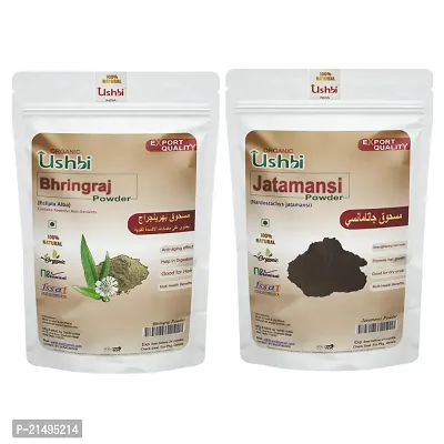 USHBI Bhiringraj + Jatamansi Root Powder| Combo of 2 |100g each |For damaged hair|Hair Growth Rejuvenator |Hair Strenth  volumization |No chemial Only Pure  Natural | 200g