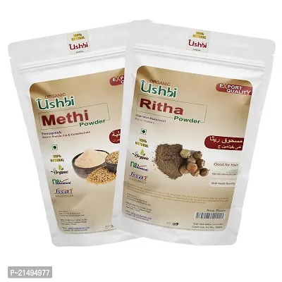 USHBI?Ritha + Methi Powder | Combo of 2 |100g each | For Hair Care | damaged hair | moisturizing |hair nourishing|Hair shining | No chemial Only Pure  Natural | 200 Gram