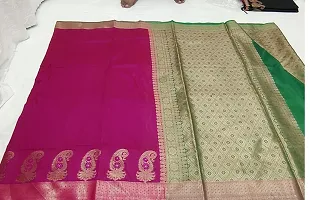 Stylish Art Silk Pink Woven Design Saree with Blouse piece For Women-thumb1