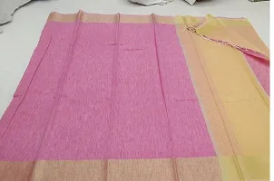 Stylish Art Silk Pink Textured Saree with Blouse piece For Women-thumb1