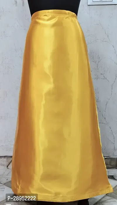 Reliable Yellow Satin Solid Stitched Patticoats For Women-thumb0