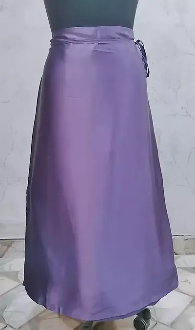 Reliable Purple Satin Solid Stitched Patticoats For Women