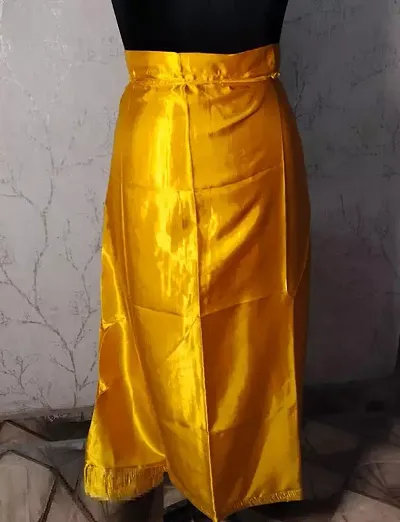 Reliable Yellow Satin Solid Stitched Patticoats For Women