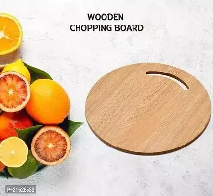 Round Shape Wooden Chopping-Cutting Board, Vegetable Chopping Board With Handle For Kitchen Meat, Vegetables, Cheese And Fruits, 34Cm Size