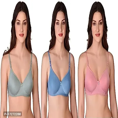 Camilla Fashions Women's Cotton Padded Non-Wired T-Shirt Bra- (Pack of 3) (36), Multicolour