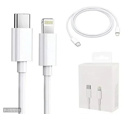 BHAJANLAL GREENERY Type C USB to Lightening, Fast Charging and Data Sync Compatible for iPhones USB Cable - 1 Metre (White)-thumb0