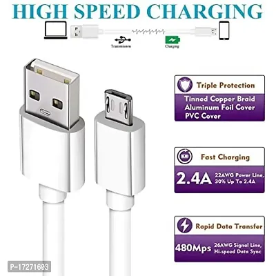 SPR USB-B Type Cable for Vivo V7 Plus USB Cable | Micro USB Data Cable | Sync Quick Fast Charging Cable | Charger Cable | Android V8 Cable (4 Amp, 1.2 Meter, WM, White)-thumb3