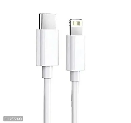 BHAJANLAL GREENERY Type C USB to Lightening, Fast Charging and Data Sync Compatible for iPhones USB Cable - 1 Metre (White)-thumb2