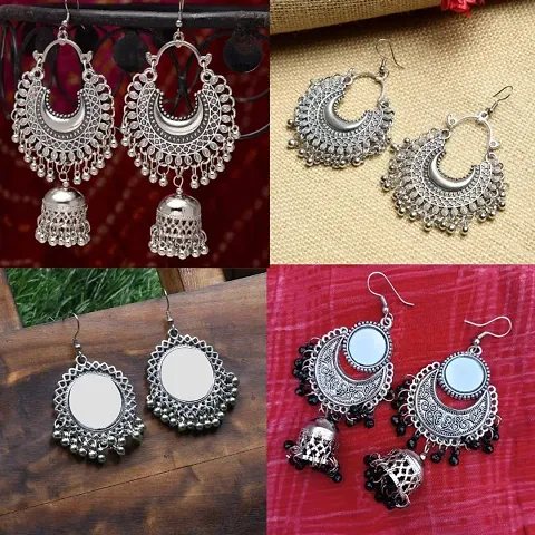 Oxidised Earring combo of 4