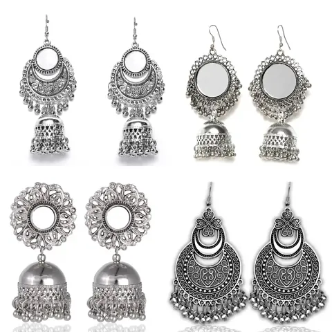 Alloy Beads Jhumkas Earrings For Women Pack Of 4