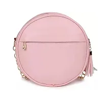 Swastik Round Laser Cut Sling Bag (Pink)-thumb2