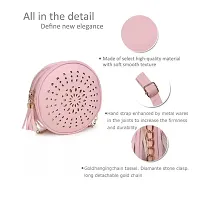 Swastik Round Laser Cut Sling Bag (Pink)-thumb4