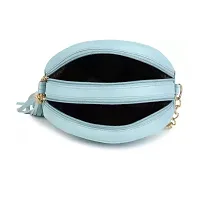 Swastik Round Laser Cut Sling Bag (Sky Blue)-thumb3