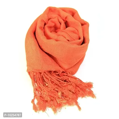 Woolen Orange Stole For Women Wear Scarves Wraps