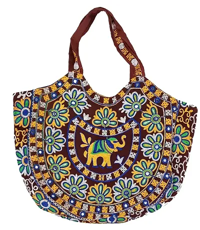 Surva Cart Handicraft Elephant Embroidery Boho Bag/Banjara Shoulder Bag/Tote Shoulder Handbag